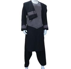 Vestido Afgano Salwar Kameez Transpirable, Antiarrugas, con Bordado Negro y Diseño Estampado, Moderno, para Musulmanas, Estilo Afgano Pashtun - Product Image 5