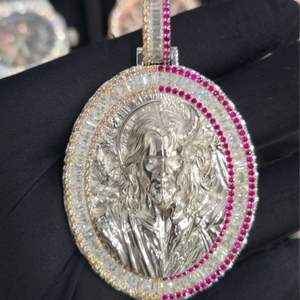 Collar con Colgante de Plata de Ley 925, Chapado en Rodio, Estilo Hip Hop, con Moissanita Certificada GRA, Diseño Liberty Personalizado - Product Image 5