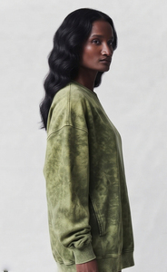 Sudaderas de mujer con efecto lavado, de hombro caído, manga larga, de peso pesado, de algodón polar, oversize, con lavado ácido - Product Image 3