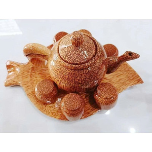 Taza de Té de Madera de Coco Vietnamita con Asa, la Más Vendida, Vajilla Ecológica Totalmente Natural, Recipiente para Beber de Madera Pulida - Product Image 2