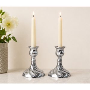 Luxury <b>Silver</b> Plated Metal <b>Candlestick</b> Holders Set of 2 Vintage Centerpiece for Wedding Tables Christmas Decor and Romantic - Product Image 1