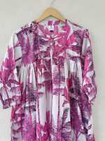 Robe longue bohème 100 % coton pour femme, imprimé floral fantaisie, coupe évasée, vente en gros, export Inde à bas prix