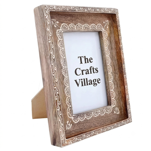 Natural Wood <b>Photo</b> <b>Frame</b> with Laser Cut Design and Hand Polished Finish in <b>Multiple</b> Elegant Wood Tones - Product Image 1