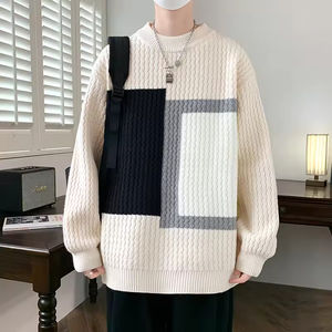 Suéter de punto trenzado con estampado de letras y degradado transpirable para hombre, estilo oversize, ropa urbana, jersey de invierno al por mayor - Product Image 6