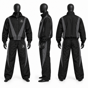 Ensemble de survêtement d'hiver pour homme 100 % polyester, coupe-vent à manches longues, blocs de couleur, fermeture éclair intégrale, faible MOQ, prix abordable, haute qualité - Product Image 1