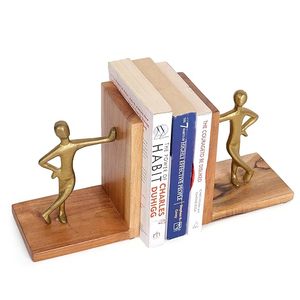 Sujetalibros de Madera con Figura Humana Moderna, Artesanía Bohemia, Decoración para Escritorio/Estante, para Hogar, Oficina, Biblioteca, Escuela - Product Image 2