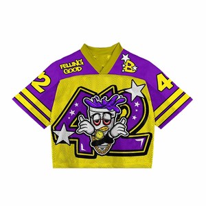 Custom Graphic Mesh Boxy <b>T</b>-shirt Oversized Cropped American Football Jersey Streetwear - Product Image 2