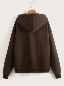Sweat-shirt à capuche marron zippé avec motif squelette en strass, unisexe, décontracté, en polaire, coupe classique pour l'automne - Product Image 2