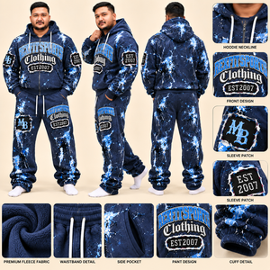 <b>Graphic</b> <b>Zip</b> <b>Up</b> <b>Hoodie</b> And Sweatpants Set REXFIT SPORTS Unisex Print Tracksuit Distressed Patches Custom Label Wholesale - Product Image 1