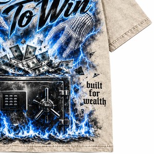 T-shirt streetwear homme oversize prêt à gagner, manches courtes, motif imprimé, col rond, 100% coton jersey, coupe ajustée - Product Image 3