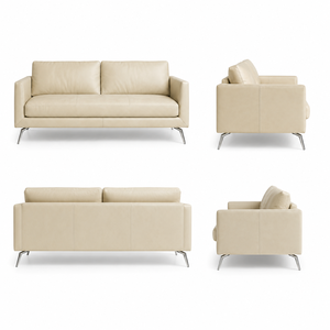 Sofá Moderno de 2 Plazas de Cuero Genuino de Lujo con Patas de Acero Inoxidable para Muebles de Sala de Estar Contemporánea - Product Image 3
