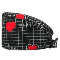 Casquette chirurgicale ajustable pour femme avec bouton, pour cheveux longs et queue de cheval, avec bande anti-transpiration, pour infirmières et personnel hospitalier