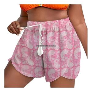 Shorts de algodón con estampado de bloques indios y cordón ajustable para mujer, ideales para el verano y el descanso. - Product Image 4