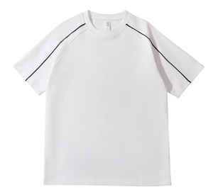 T-shirt décontracté à manches courtes, col rond, 230 grammes, tendance et minimaliste pour l'été - Product Image 1