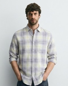 Men's Plaid Casual Shirt Full Sleeve Turn-<b>down</b> Collar Double Breasted Breathable Cotton Summer Wear - Product Image 1