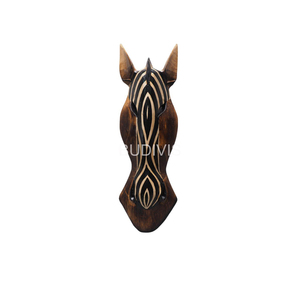 Masque mural en bois sculpté motif zèbre, fait main, tête d'animal ethnique, pour la décoration intérieure de maisons et villas (vente en gros) - Product Image 2