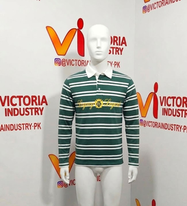 Chemises polo à manches courtes pour hommes, chemises de rugby à col rayé décontractées pour hommes, chemises polo de golf en coton piqué doux et respirant pour hommes - Product Image 5