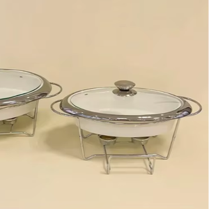 Durable Stainless Steel Chafing Dish <b>Buffet</b> Food <b>Warmer</b> with Glass Lid for Wedding, Hotel And Catering At Best Price - Product Image 1