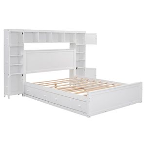 Letto matrimoniale in legno con armadio e scaffale integrati, letto estraibile Twin XL bianco - per bambini - Product Image 6