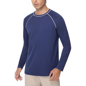 เสื้อแรชการ์ดแขนยาวผู้ชาย สีกรมท่า แห้งเร็ว UPF 50+ ป้องกันแสงแดด เสื้อโพลีเอสเตอร์รัดรูป - Product Image 4