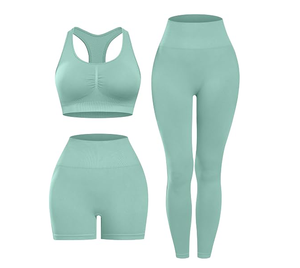 3 Piece Workout Sets for Women <b>Butt</b> <b>Lifting</b> <b>Leggings</b> with High Impact Sports Bra Gym Shorts - Product Image 1