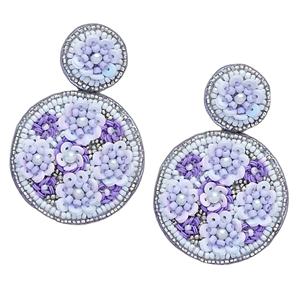 Boucles d'oreilles pendantes de mode, légères et imposantes, en forme de fleur, plaquées argent, fabriquées à la main, avec pierres brodées et perles, Glorious Star - Product Image 5