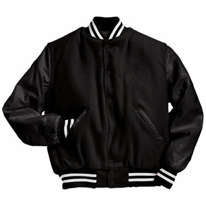 Blouson d'hiver en laine pour homme unisexe avec col à capuche boutonné et poche décorative College Letterman Bomber Coat - Product Image 3