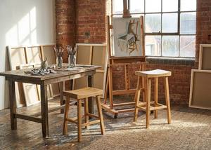 Juego de 2 Taburetes Modernos de Madera con Asiento Curvo - Taburete para Barra/Cocina/Encimera para Muebles del Hogar - Product Image 2