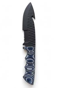 Couteau utilitaire noir à lame fixe personnalisé, avec crochet à viande, coupe-cordons, manche texturé en G10, outil d'extérieur - Product Image 6