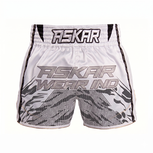 กางเกง MMA ยี่ห้อ Askar Wear รุ่น Ind สีขาว-เทา พิมพ์ลายแบบ Sublimation แห้งเร็ว สำหรับกีฬาต่อสู้แบบผสมผสาน  สำหรับผู้ใหญ่ ทรงปกติ - Product Image 1