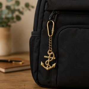 Porte-clés en laiton SHUBHAM, finition polie, fait main, avec pendentif crochet de bateau, idéal pour cadeau et accessoire de sac - Product Image 2