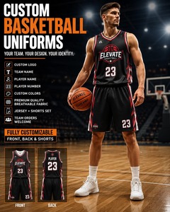 Ensemble de maillots de basket-ball unisexes personnalisés, noir et violet, respirant, grande taille, % polyester, vêtements de sport pour toutes les saisons - Product Image 2