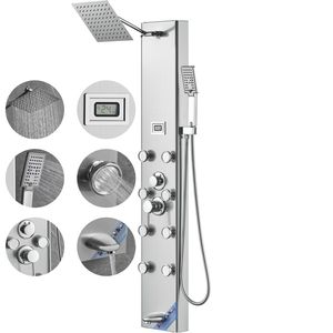 Sistema de Panel de Ducha de 5 Modos con Pantalla Digital y Cabezal de Ducha Tipo Lluvia |   8 chorros de masaje |   Boquilla para Bañera con 3 Configuraciones |   [Marca/Fabricante] - Product Image 1