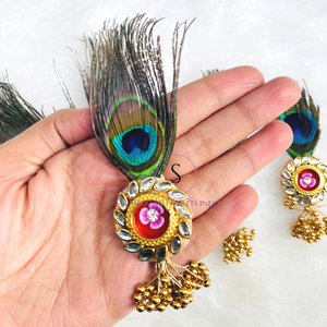 Kundan Peacock Feather Brooch with Ring for Men, Wedding Guest Return <b>Gifts</b>, Groom Groomsmen and Welcome <b>Gift</b> Accessories - Product Image 6