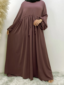 Abaya Ramadan Modeste Simple Droite en Mousseline pour Femme - Taille Naturelle Longueur Ras du Sol 100% Coton Écologique Respirant Musulman - Product Image 6