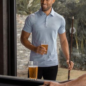 Chemise à manches courtes bleu clair pour homme GRACE COLLECTION, couleur personnalisée, coton piqué tricoté, vêtements décontractés, logo personnalisé - Product Image 4