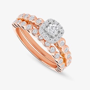 Bague de fiançailles en or rose 14 carats avec diamant de laboratoire rond de 1,30 carat, serti halo et monture coussin - Product Image 6