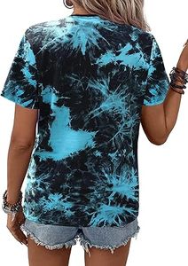 Camisetas de mujer personalizables más vendidas, teñidas con efecto tie-dye, holgadas, de corte cuadrado, transpirables, para uso exterior. - Product Image 4