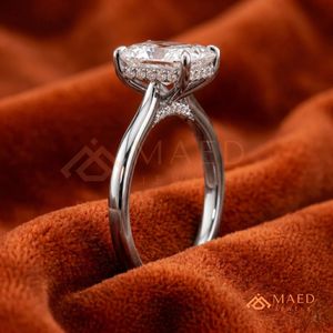 Radiant Cut Diamond Engagement <b>Ring</b> Classic <b>Solitaire</b> Plain Band – 925 Sterling <b>Silver</b> Wedding Bridal Jewelry <b>Ring</b> - Product Image 2