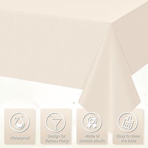 Set di 3 Tovaglie Monouso in Plastica Beige, Rettangolari, Impermeabili, per Compleanni e Matrimoni - Product Image 2