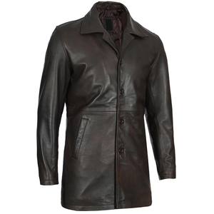 Dernier modèle de trench-coat d'hiver pour homme en cuir véritable personnalisé, style blazer, imperméable, à capuche, coupe ajustée, écologique et respirant - Product Image 5