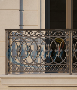Panneau de balustrade de balcon et d'escalier en fonte et aluminium, robuste, style parisien moderne et orné, finition antirouille, dimensions personnalisées pour balcon - Product Image 1