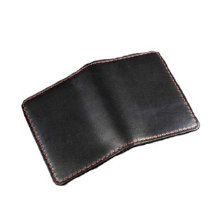 Handmade Black Cowhide Bifold Billfold <b>Slim</b> Card Organizer Red Contrast Stitching Detail Compact Multi Pocket Minimalist <b>Wallets</b> - Product Image 4