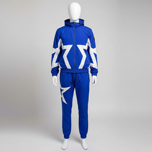 Custom Winter Plus Size Mens Blue Tracksuit <b>Star</b> Pattern Windbreaker <b>Jacket</b> Sweatpants Set Athletic Tech Fleece Gym Wear Jogging - Product Image 2