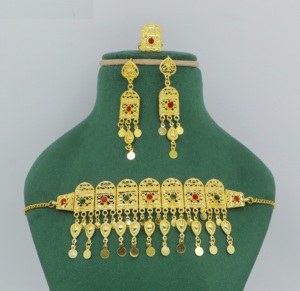 Martasha designer islamique ramadan spécial plaqué or EAU bijoux spécial dubai bijoux collier boucle d'oreille ensemble - Product Image 5