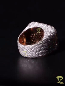 Hip Hop Rectangle Ring Moissanite Diamond Rose Gold Plated Fashion Jewelry For Unisex Wear - Product Image 6