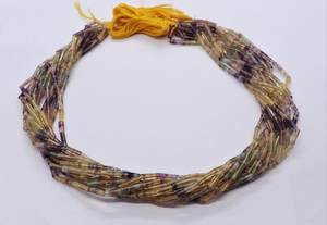 Perles en forme de tube de fluorite naturelle multicolores 3x8 mm, perles de pierres précieuses en tube long de fluorite multicolores, perles de fluorite naturelle pour la création de bijoux - Product Image 6