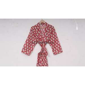 Bata Kimono 100% Algodón con Estampado Floral para Mujer, Ropa de Noche de Verano, Vestido de Playa, Bata con Logo Trasero - Product Image 6