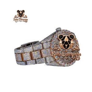 <b>Mens</b> Luxury Moissanite Diamond Stainless Steel Wristwatch Sparkling Crystal Face Premium Bracelet Contemporary Fashion - Product Image 2
