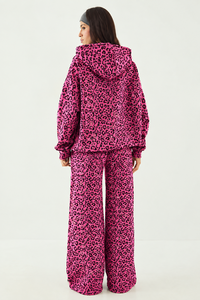 <b>Women's</b> Pink Leopard Print 2 Piece Contrastline Premium Tracksuit Set Oversized Hoodie Casual Streetwear <b>Jogger</b> For <b>Women's</b> Wear - Product Image 2